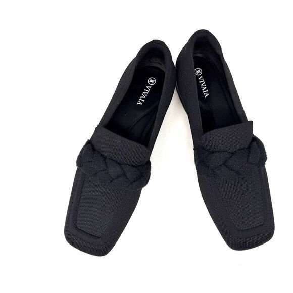 VIVAIA Caitlin Women's Black Knit Square Toe Knot Loafer 10.5 Flats Shoes - Picture 5 of 9
